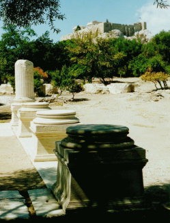 White marble pedestals